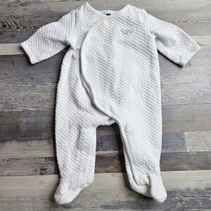 Janie And Jack 0-3 Months White Quilted Snap Front Footie Elephants Embroider